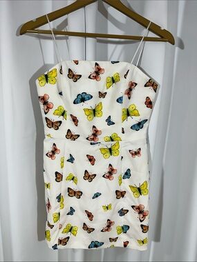 Amanda Uprichard NY Butterfly Print Mini Dress Size Small Summer Cocktail